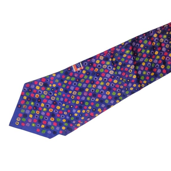 Vtg Hand-Printed Silk Neck Scarf With Colorful Geometric Pattern Japan Acetate - Picture 13 of 16